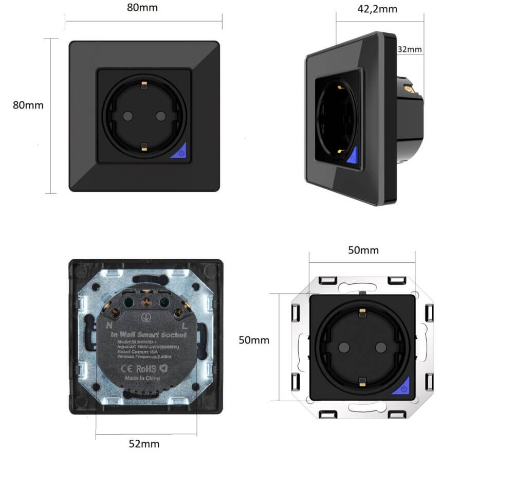 SIRO Smart flush-mounted socket Venus black