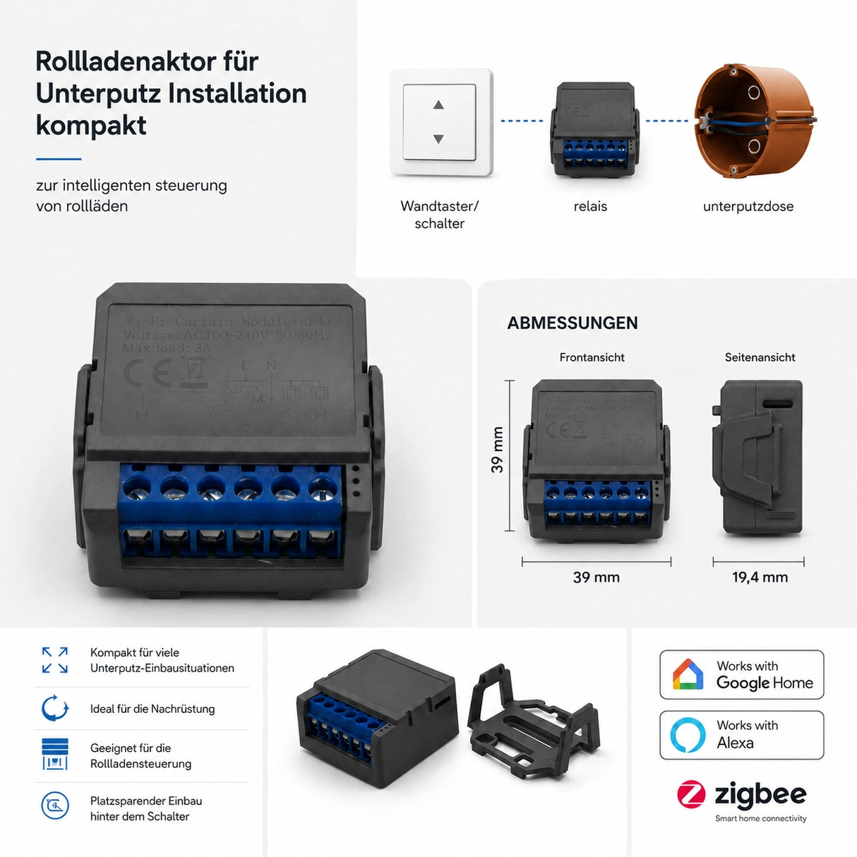 Smart Zigbee Relais Rollladenschalter