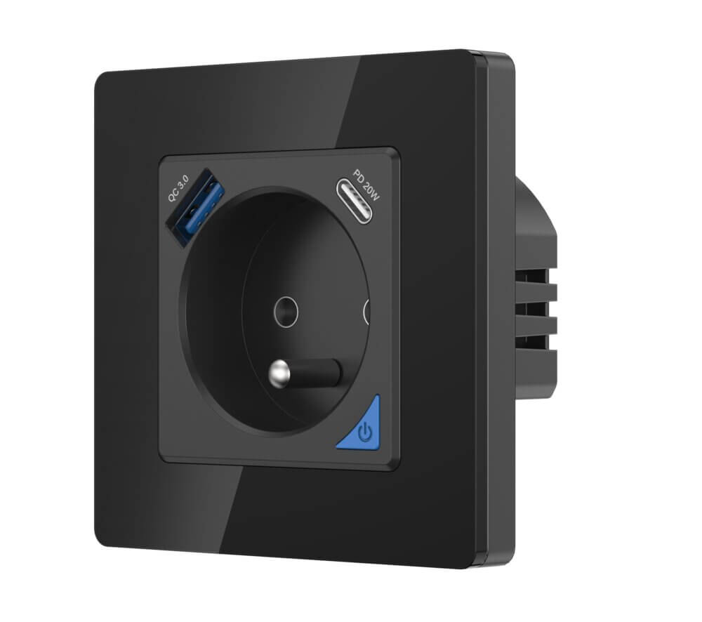 SIRO Smart Unterputz Steckdose Venus mit USB & USB-C schwarz